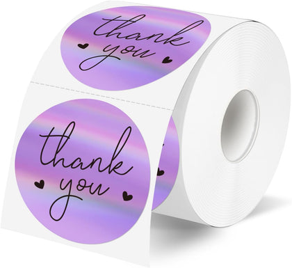 2 Inch Thank You Stickers for Small Business, Holographic Purple Thank You Stickers Waterproof Self-Adhesive