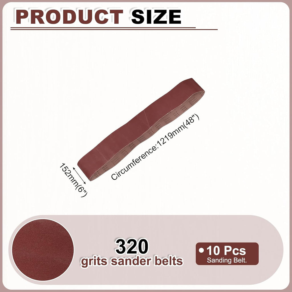 HARFINGTON 6 x 89 Inch Sanding Belts, 10 Pcs 320 Grits Aluminum Oxide