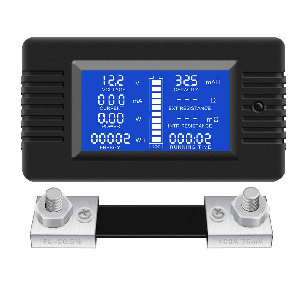 DC 0-200V 100A Digital Battery Monitor Meter, LCD, Solar, Multifunction | Solar Power Meter, Multimeter, Ammeter
