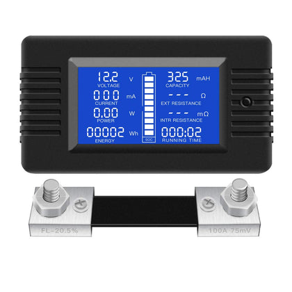 DC 0-200V 100A Digital Battery Monitor Meter, LCD, Solar, Multifunction | Solar Power Meter, Multimeter, Ammeter