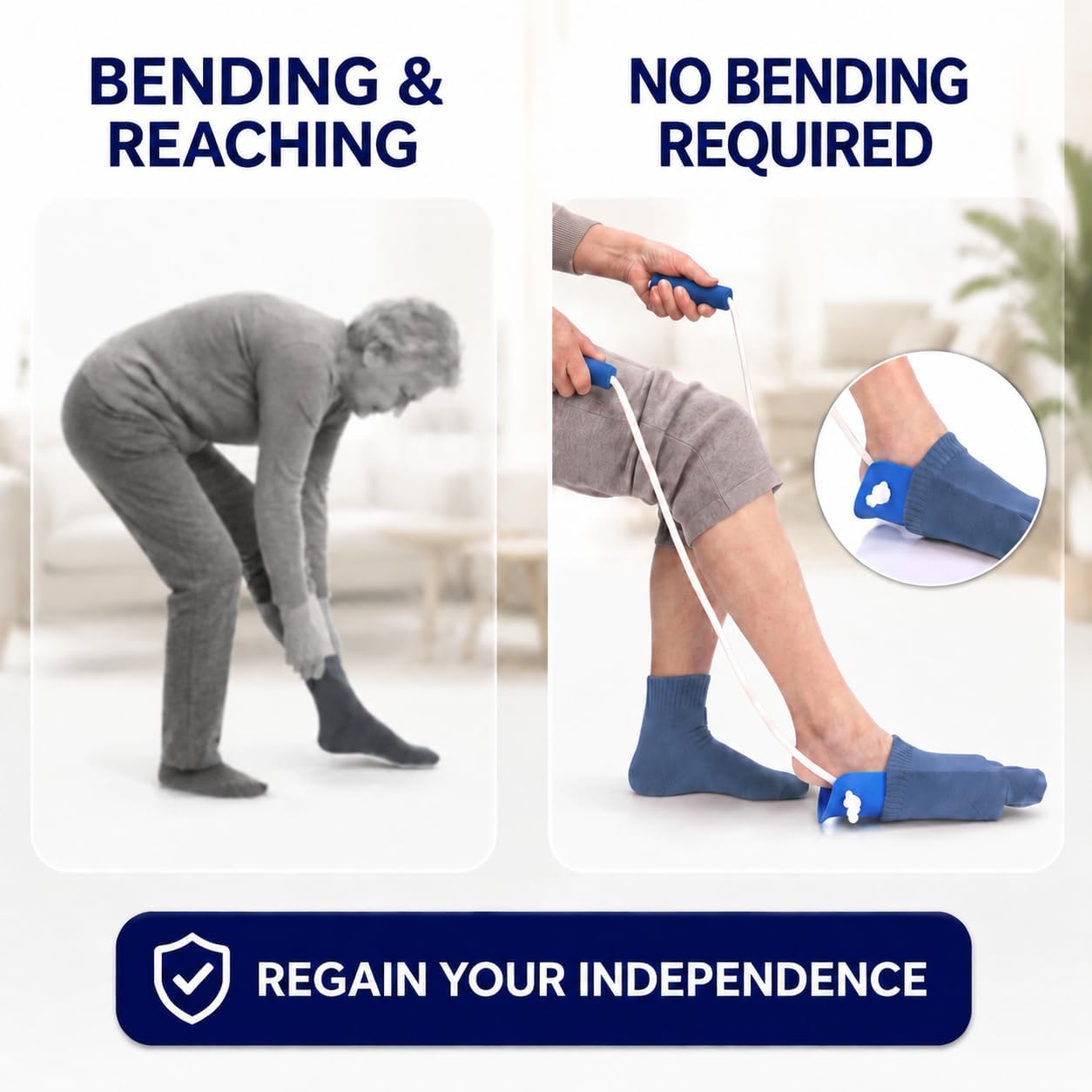 Sock Aids for Putting on Socks, Dressing Aid, No Bending for Seniors