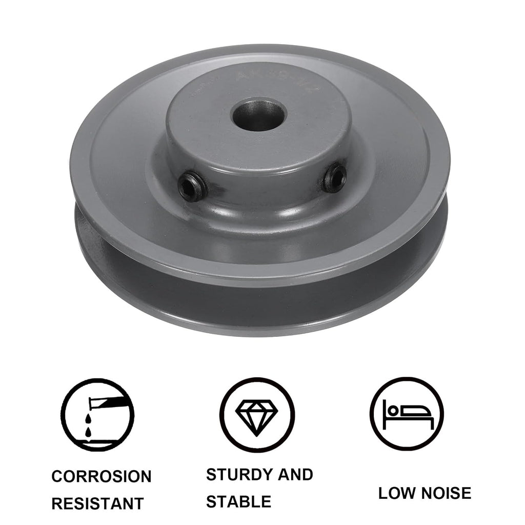 uxcell AK39-1/2 V-Belt Sheave 1/2" Bore, 3.75" OD, Single Groove Web Sheave