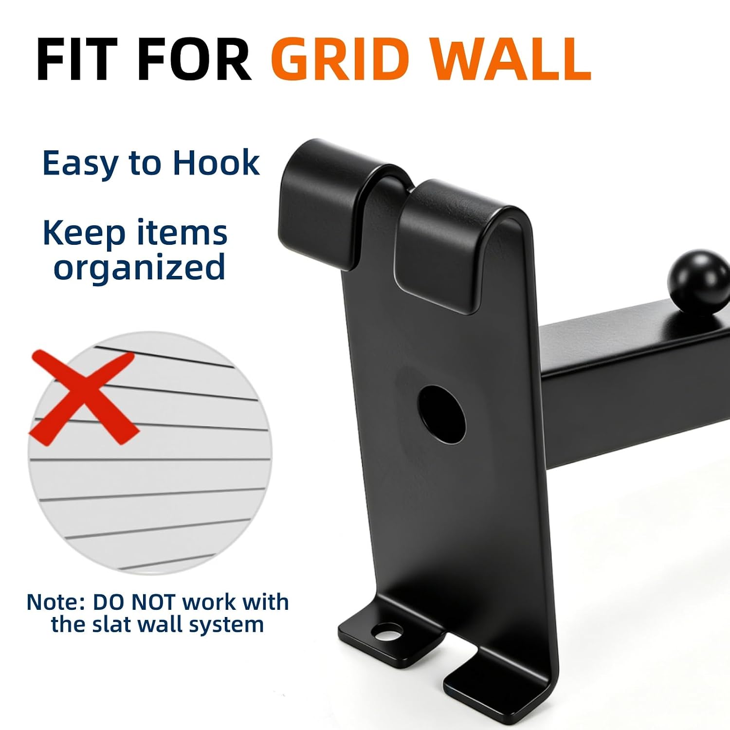 6 Pack 6 Ball Waterfall Hooks for Grid Wall, 15.8 Inch | Waterfall Hook Hangers, Black Gridwall Hooks, Heavy Duty