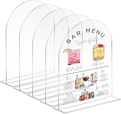 8x10 Inch Blank Clear Arch Acrylic Sign with Stand 1/8 inch Thick | 5 Pack Blank Clear Acrylic Arch Signs with Base