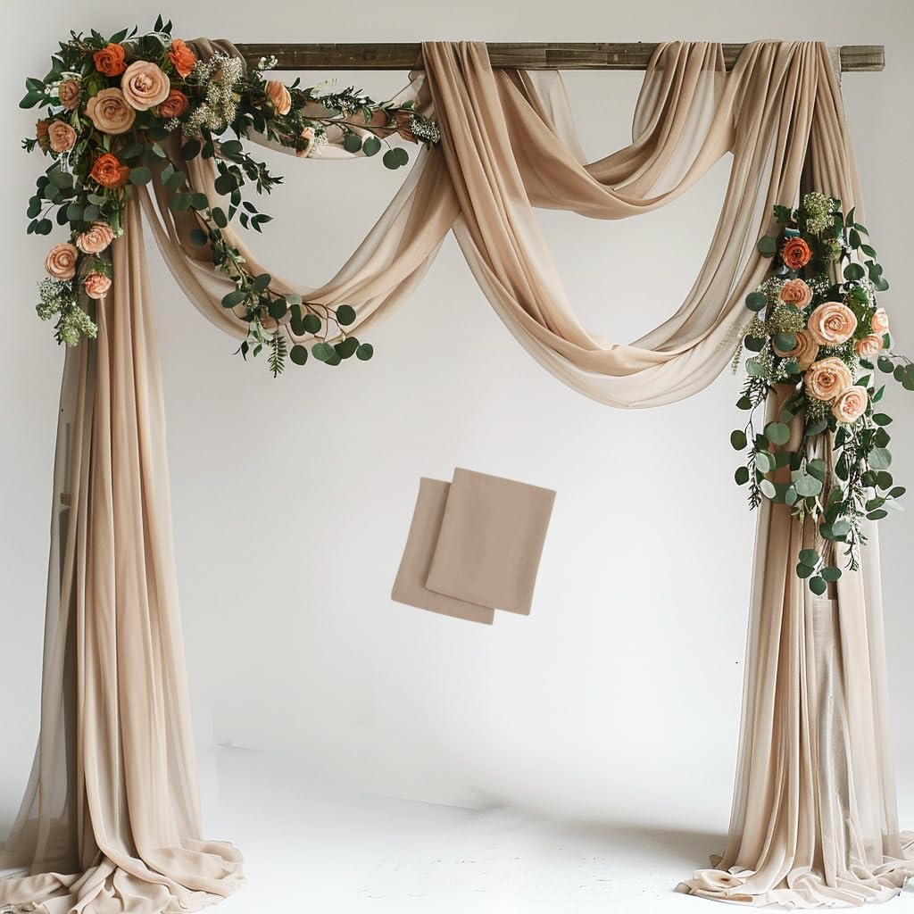 Wedding Arch Draping Fabric 2 Panels Nude Sheer Backdrop Drapes
