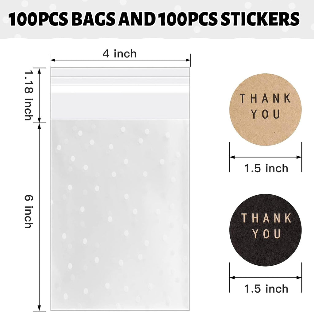 Halloween Cellophane Treat Bags, 100 Pack 4x6 in for Gifting