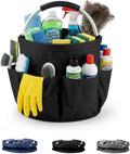 Foldable Cleaning Caddy with Handle 17L Large Cleaning Supplies Organizer 600D Oxford Portable Bucket Basket with 6