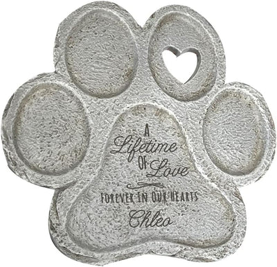 Engraved Lifetime of Love Paw Print Stone, Personalized Pet Memorial Garden Stone for Dogs, Large, 12"