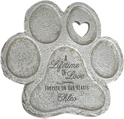Engraved Lifetime of Love Paw Print Stone, Personalized Pet Memorial Garden Stone for Dogs, Large, 12"