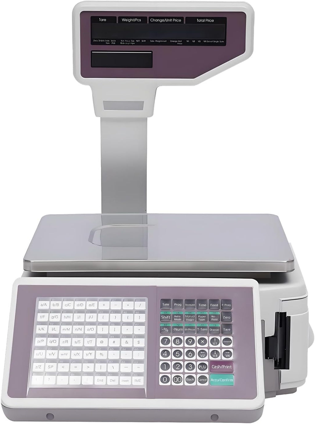 Commercial Digital Price Computing,Scale with Label Printer,Pole Display 66lb Weighing Range for Supermarket, Deli