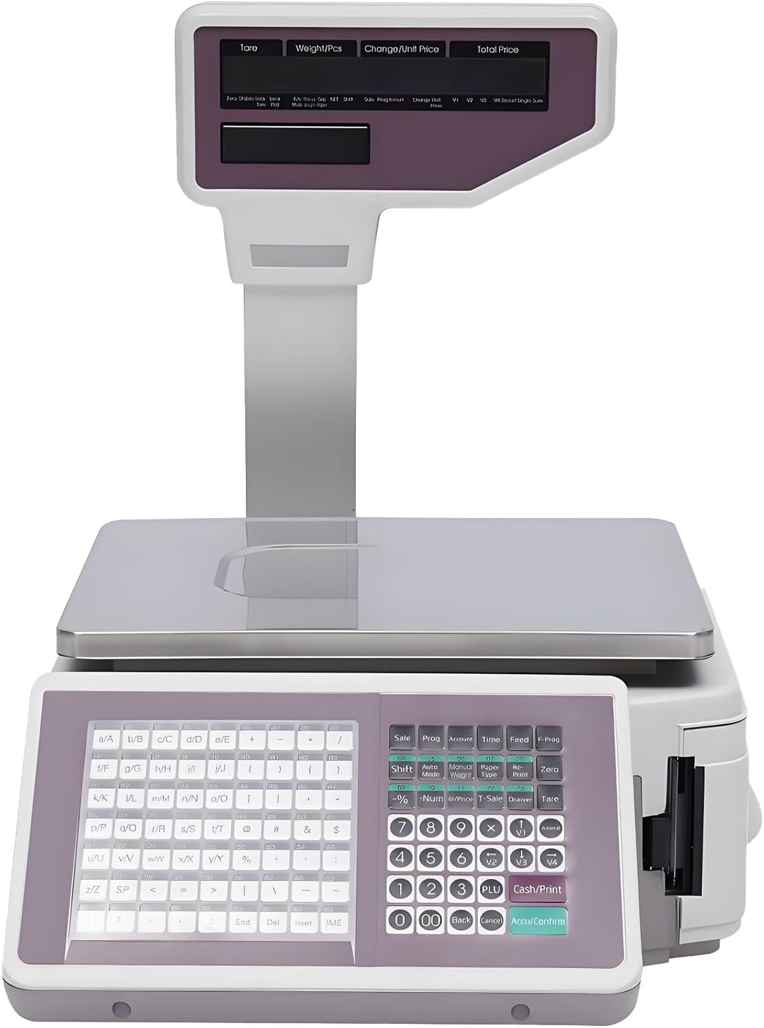 Commercial Digital Price Computing,Scale with Label Printer,Pole Display 66lb Weighing Range for Supermarket, Deli