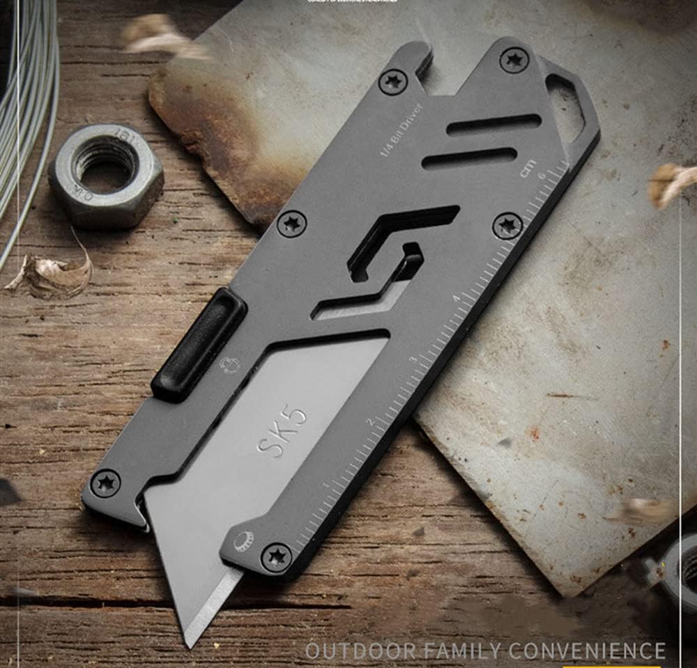 Stainless Steel Keychain Utility Knife, EDC Pocket Retractable Box Cutter