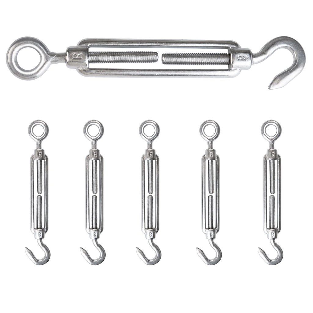 5Pack M6 Turnbuckle Hook and Eye for Tensioning Wire Rope CN11