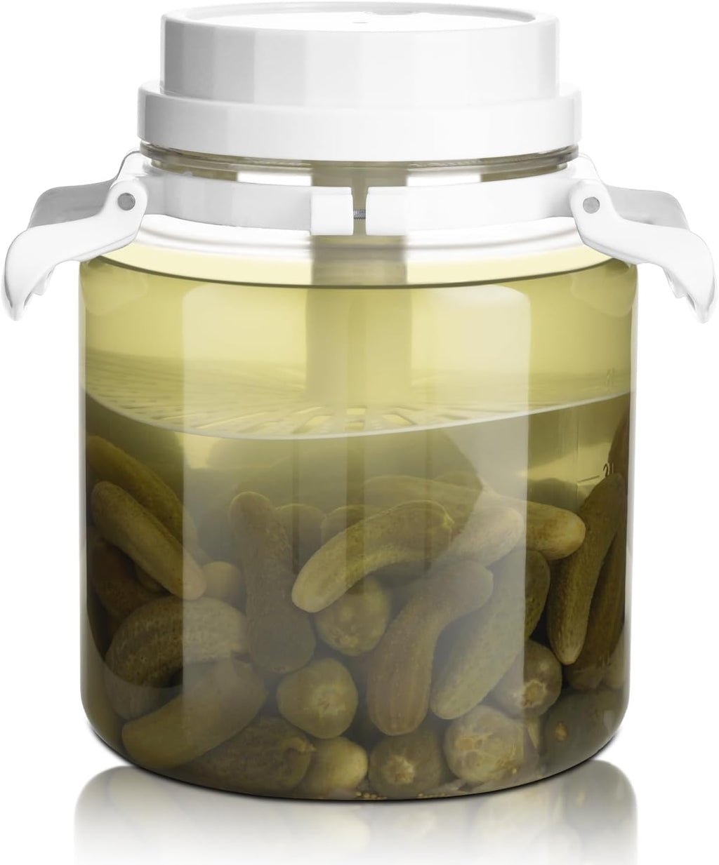 1.3 Gallon Plastic Fermentation Jars - Kimchi Fermenting Container with Auto Weight Press Plate & One Way Exhaust