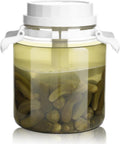 1.3 Gallon Plastic Fermentation Jars - Kimchi Fermenting Container with Auto Weight Press Plate & One Way Exhaust