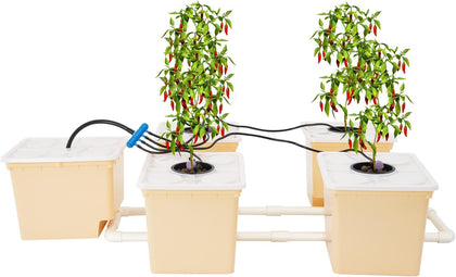 DWC Hydroponic System, 3-Gallon 5 Buckets Deep Water Culture, Recirculating Drip Garden System with Submerged Pump