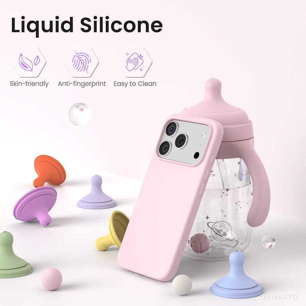 Compatible with iPhone 17 Pro Case 6.3", Slim Liquid Silicone 4 Layers Full Covered Soft Gel Rubber Shockproof Cover