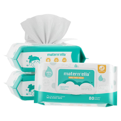 Baby Wipes, Diaper Wipe for Sensitive Skin, 99% Water Based, Hypoallergenic, Unscented & Alcohol-free 3 Flip-Top