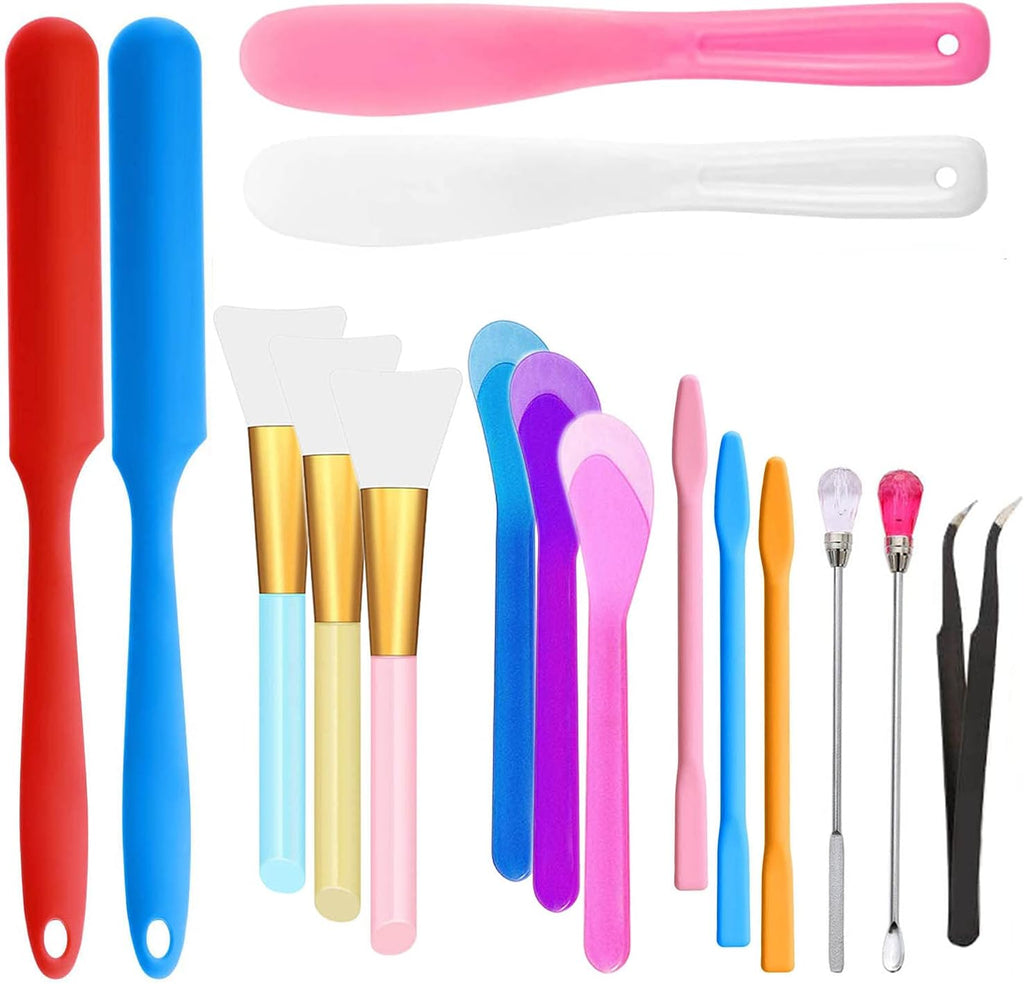 Silicone Stir Sticks Kit 16Pcs, Silicone Epoxy Brush, Silicone Stirring Tool, Mixing Spoon, Silicone Scraper DIY