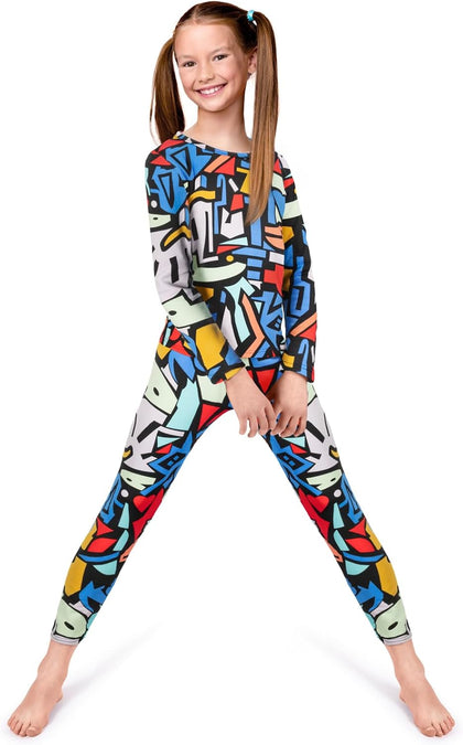 Thermal Underwear for Kids, Girls Thermals Long Johns Underwear, Base Layer for Cold weather/skiing, Geometric