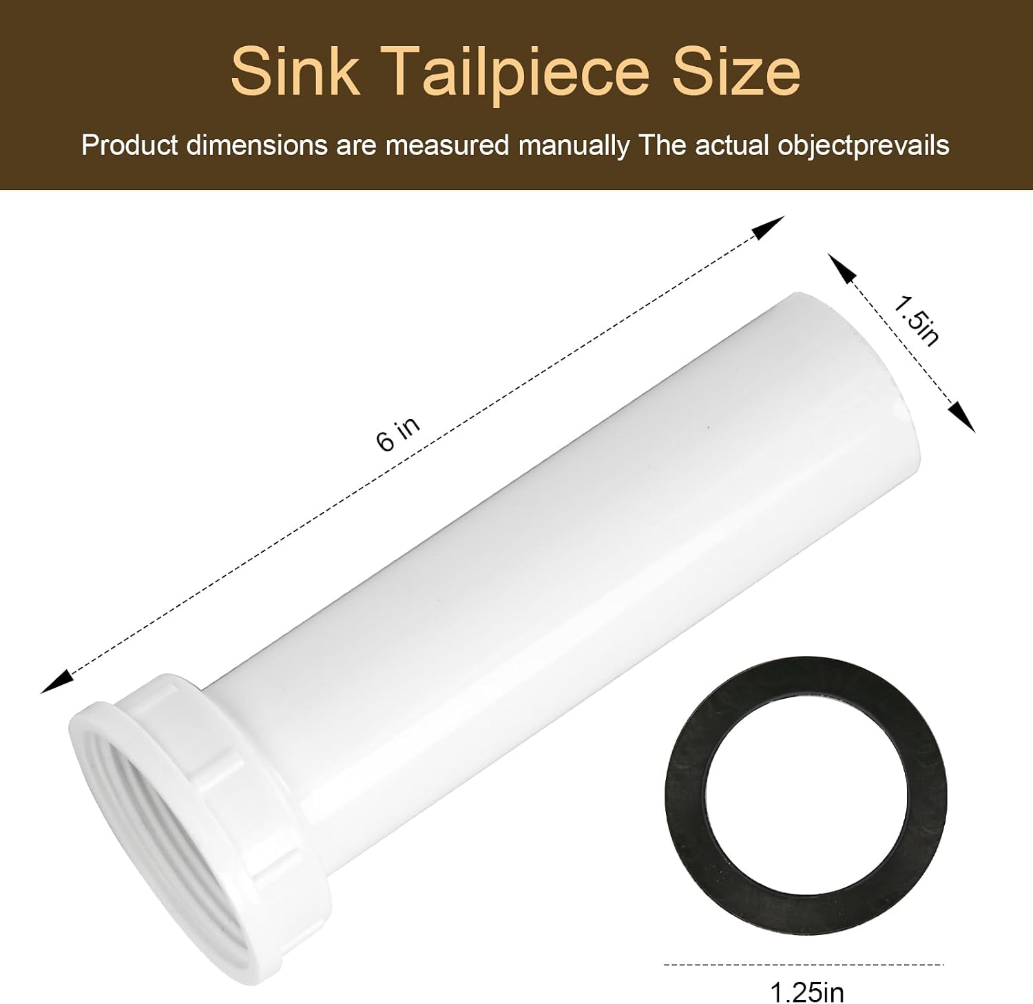 PP15-6W Sink Drain Tailpiece 1-1/2" Dia X 6" L, Kitchen Sink Drain Pipe, | Threaded Plastic Sink Plumbing Drain Pipe