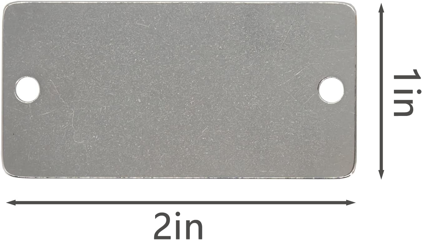 Metal Engraving Blanks Stamping Blanks Stainless Steel Rectangle Blank Tags with Two Holes 1 Inch x 2 Inch 50 Pack