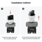 2-Pack Black 3-Position Metal Head Selector Switches, 2NO