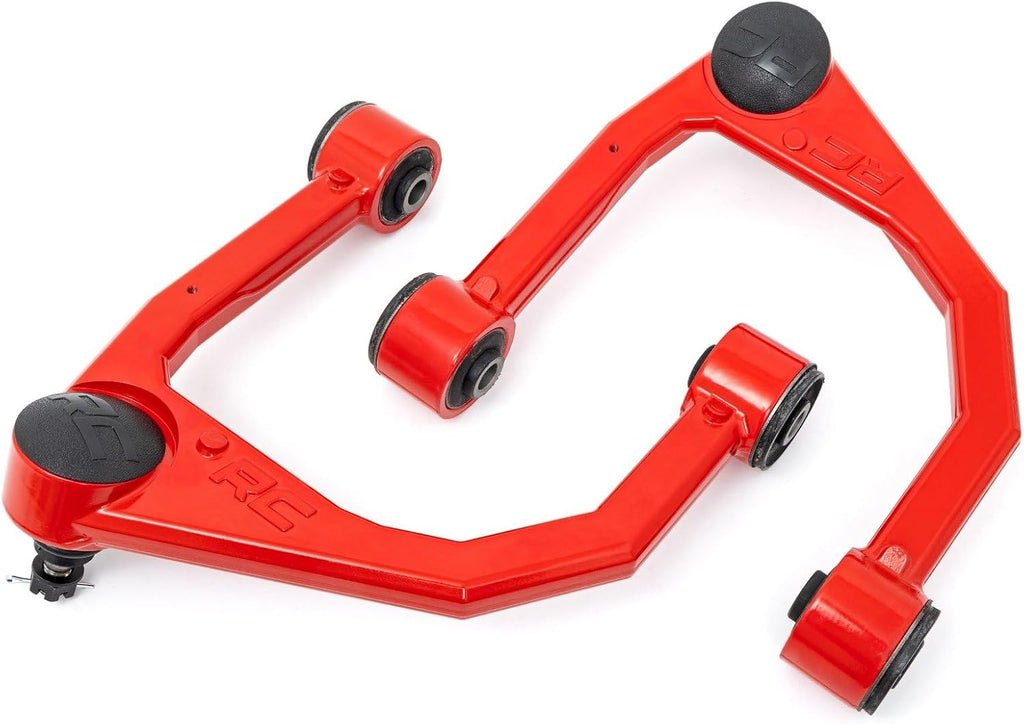 Rough Country Forged Aluminum Upper Control Arms for Toyota Tundra (2007-2021) with 3.5" Lift, 2-Pack, Red