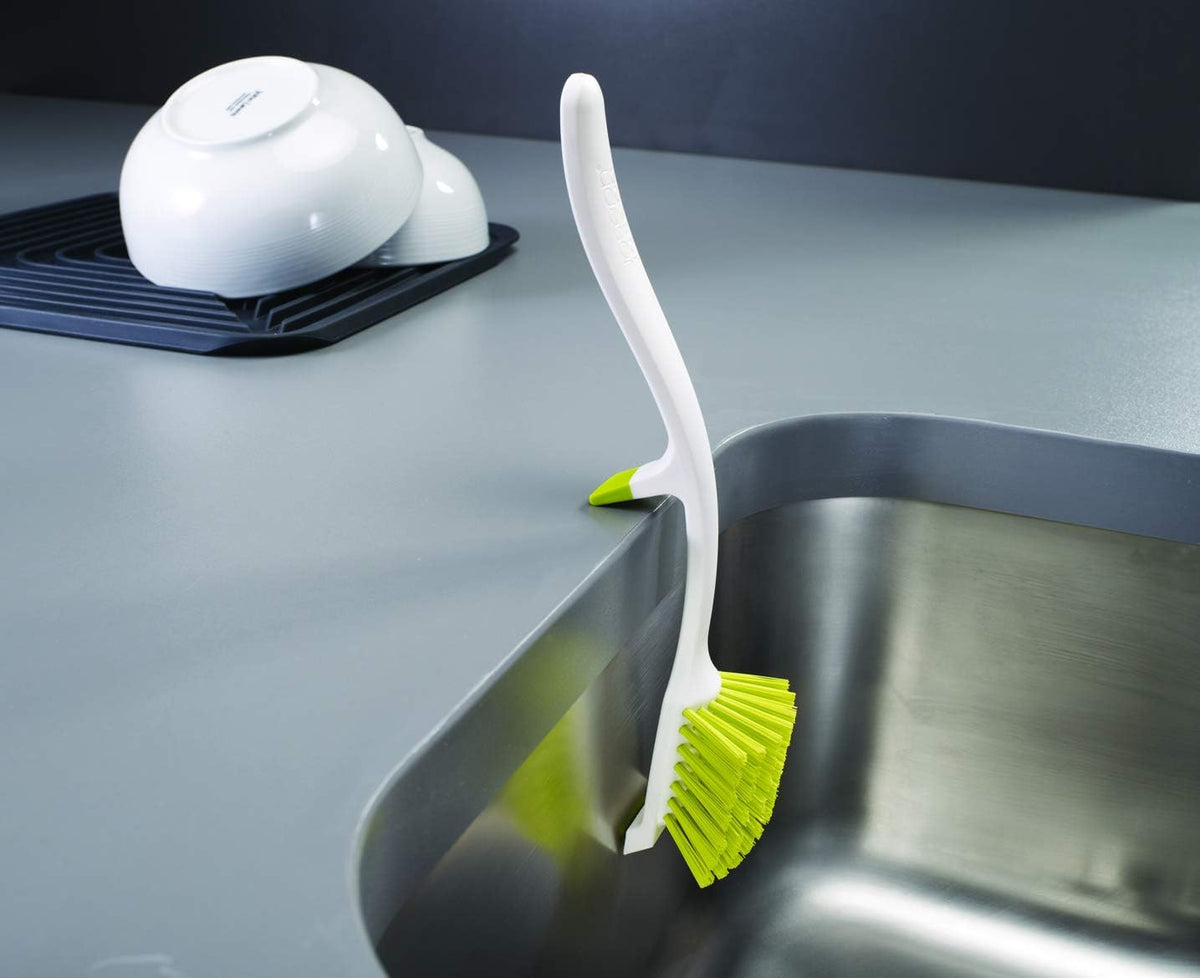 Edge Dish Brush with Integrated Sink Rest, Grey