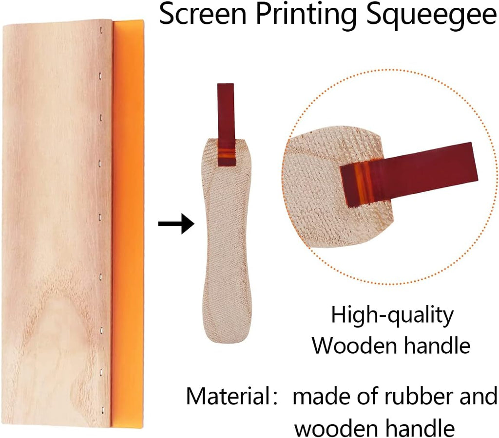 Screen Printing Squeegee, 75 Durometer Wooden Scraper Rubberwood Silk Print, for Printmaking Print Ink Machine 11.8 inch