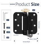3-Pack 4 Inch Self Closing Door Hinges,5/8" Radius Corners,Black