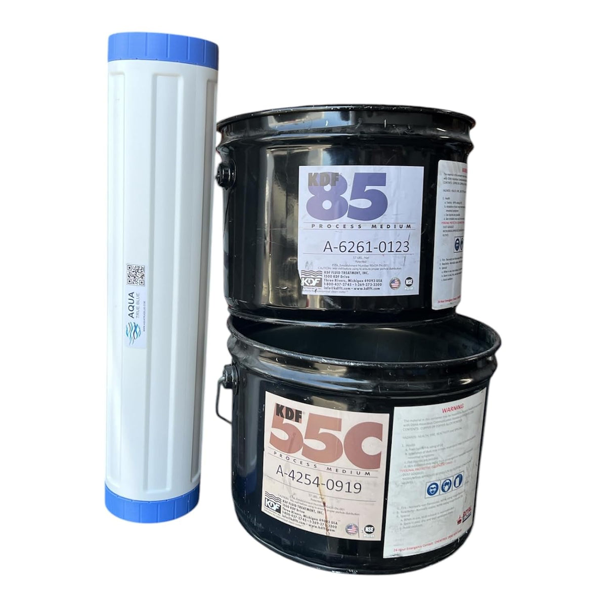 4.5" x 20" Refillable Well Water Filter - for Iron, Sulfur and Chlorine Reduction | KDF 85 + KDF 55 + Activated