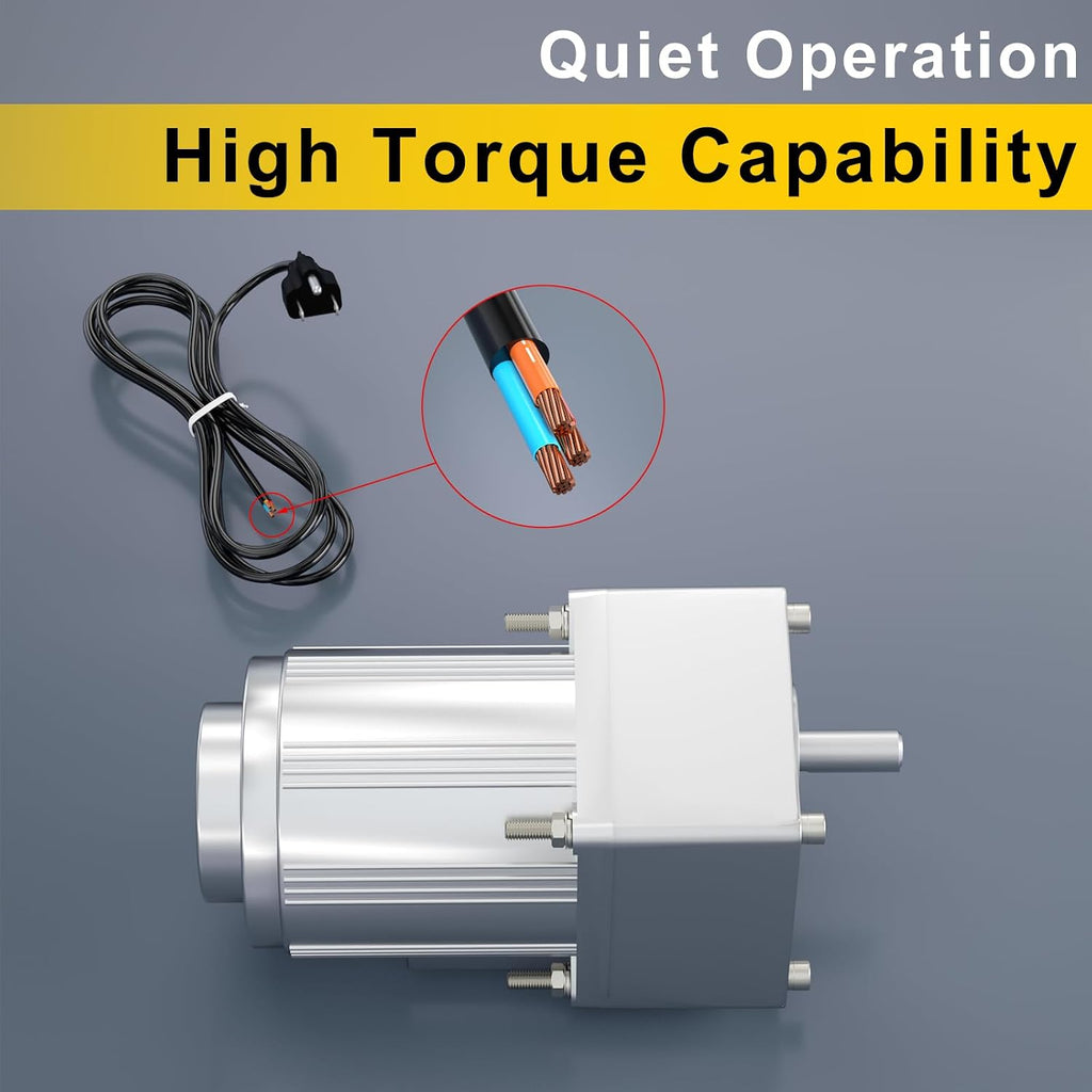 High Torque AC Motor with Gearbox (180K), 110V Reversible Electric Gear Motor Low Speed 7.5rpm & Variable Speed Control Kit for Printing Industry