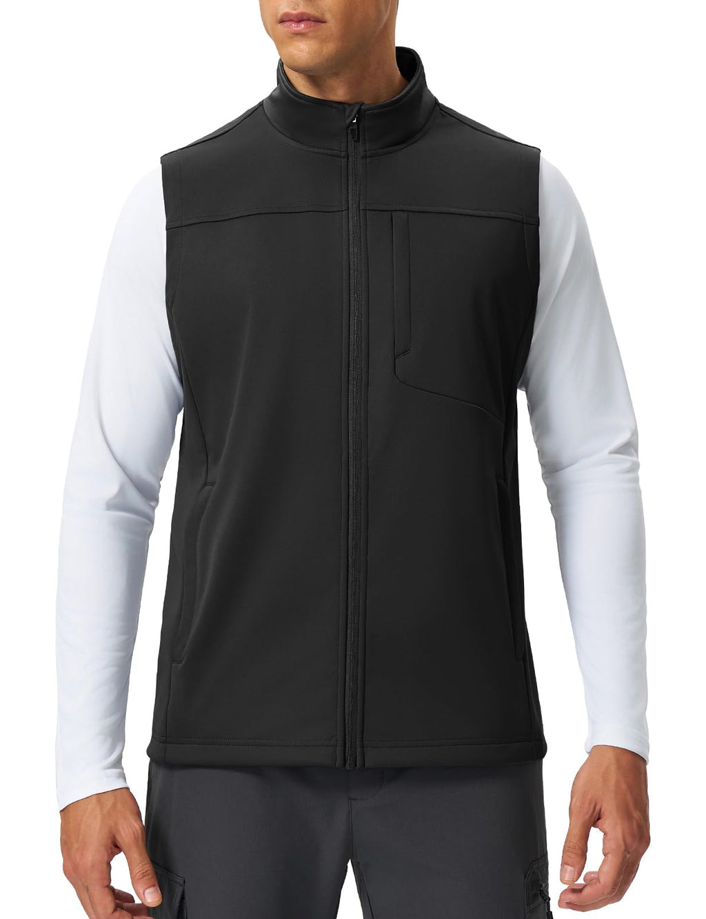 Men's Lightweight Softshell Golf Outdoor Vest Outerwear Black M