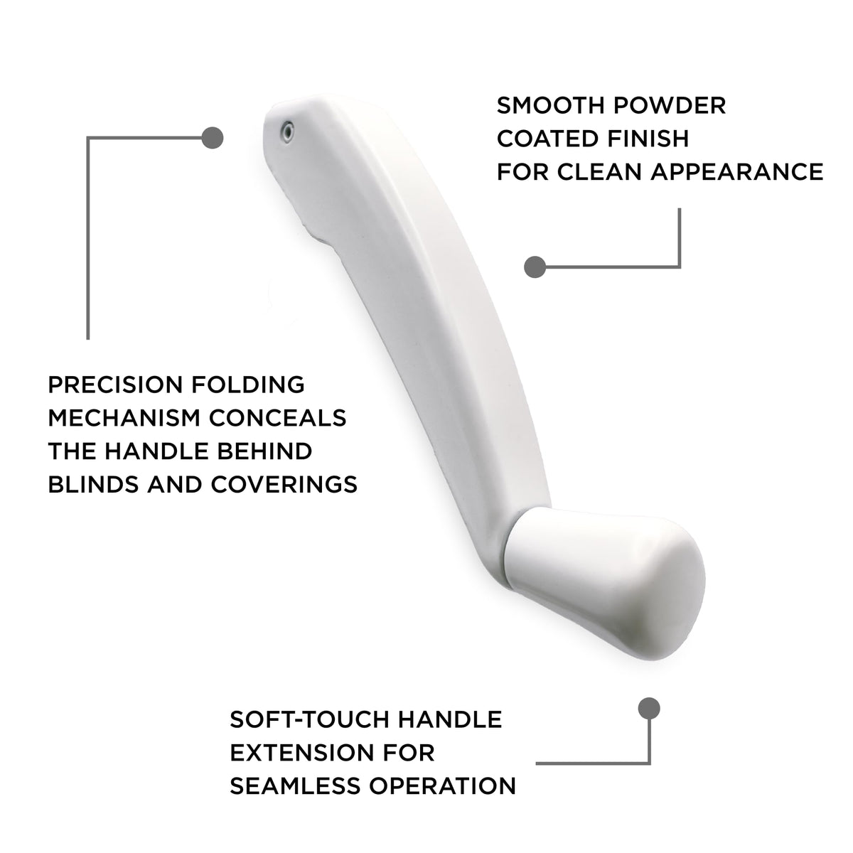 Folding Casement Window Crank Handle with Space Saving Low Profile Design