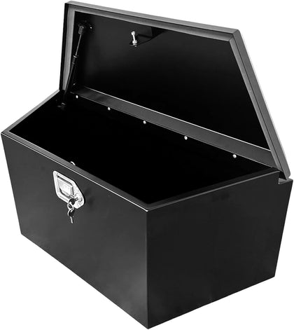 80349 Black Heavy Duty Steel Tongue Box Tool Chest, Trailer Tongue Truck Box, Tool Box Trailer Storage Organizer with