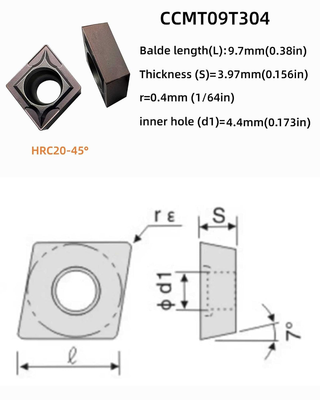 Carbide Turning Inserts CCMT32.51 with 1/2in Indexable Lathe Tool Holders
