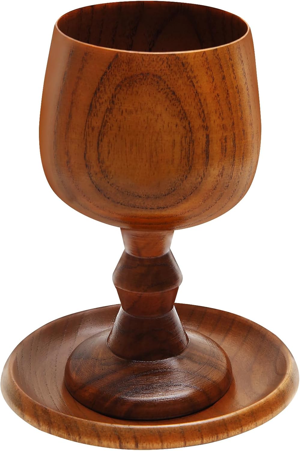 Handmade Wooden Communion Chalice Cup with Tray – Vintage Goblet Wine Cup for Christian Church Ceremony (5.1 Inches)