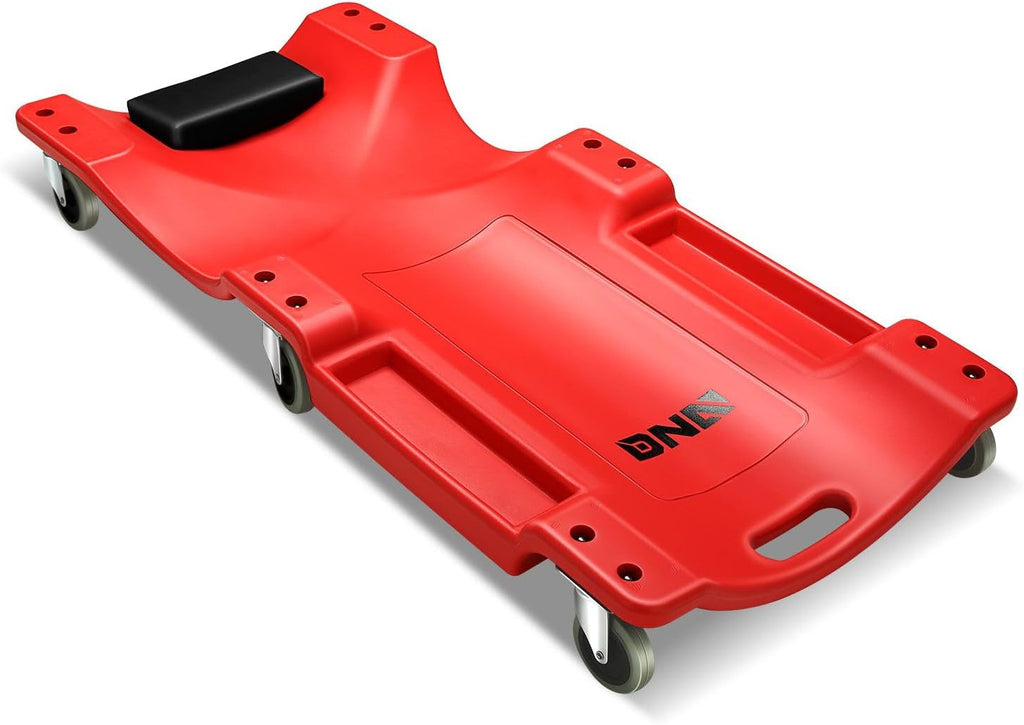 40 Inch Mechanic Creeper, Blow Molded Low Profile Rolling Garage Creeper, w/Padded Headrest, Dual Tool Trays, 350lbs