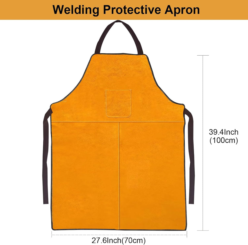 Men's Gloves and Feet Welding Apron - Heat Resistant and Flame Retardant Leather Processing Shop Blacksmith Apron