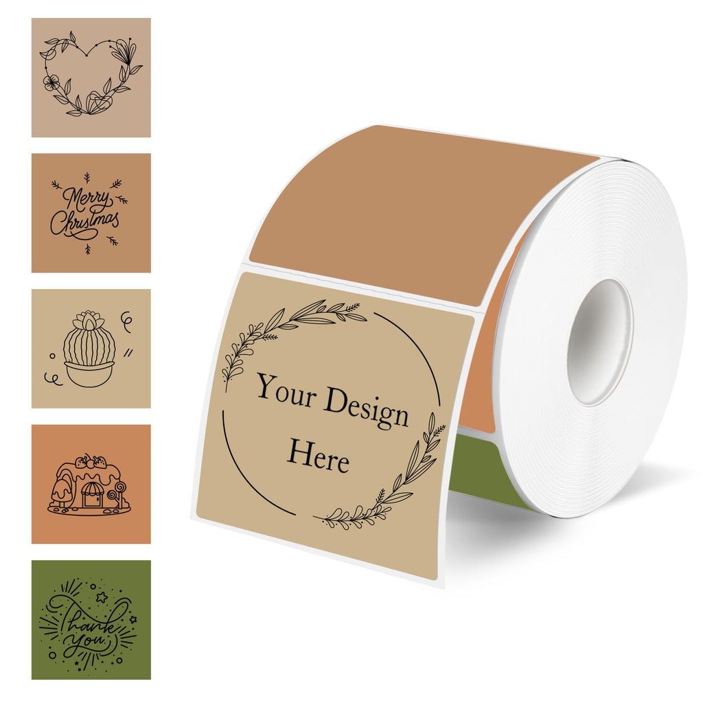 Square Thermal Labels Stickers 2" x 2", Self-Adhesive Waterproof Square Direct Thermal Labels Stickers, Perforation