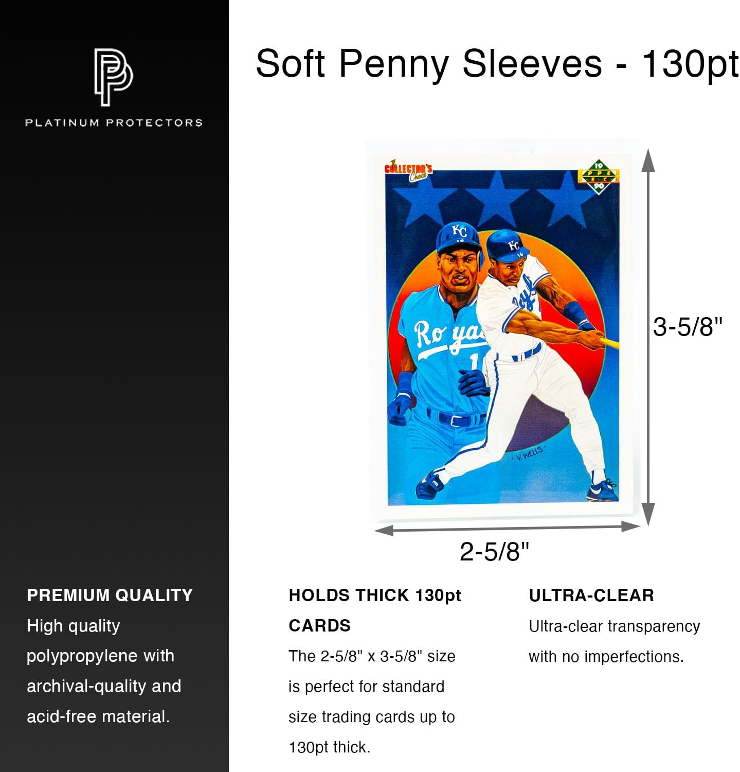Thick Penny Sleeves for up to 130pt Thicker Cards Jersey and Patch Cards (100 Pack)
