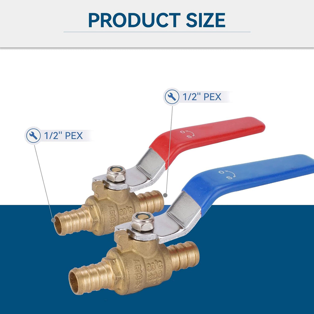 10-Pack GUOFIS 1/2-Inch PEX Crimp Full Port Ball Valve(VALVE003-10)