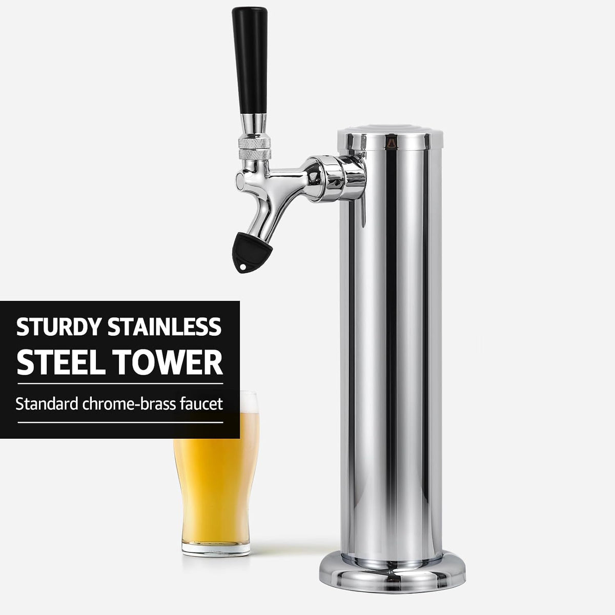 Kegerator Single Tap Tower, Pre-assembled Keg Tower with Kegerator Parts