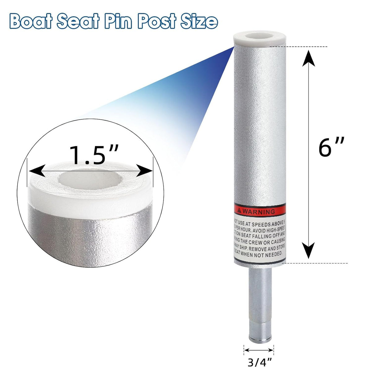3/4" Boat Seat Pin Post Boat Seat Pedestal Base Post for Mounting,1.5" Dia | 3/4 Inch Pin Post Marine Aluminum