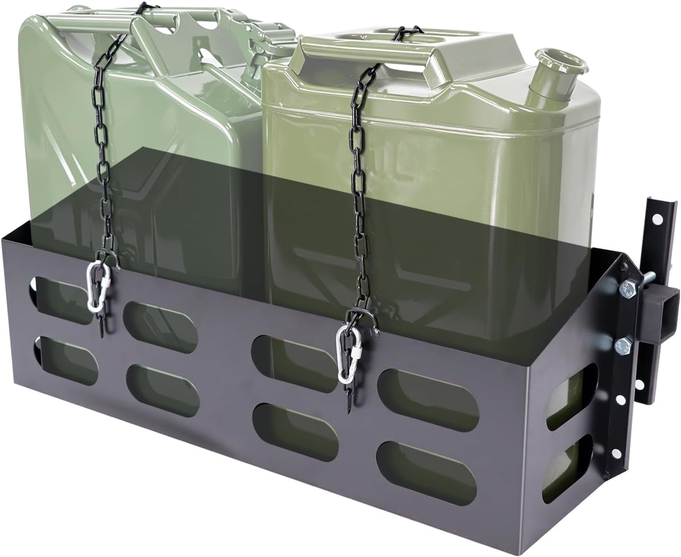 Dual Jerry Gas Cans Holder Rack for Two 5 Gallon/20 Liter Steel Jerry Cans, Lockable Metal Steel Jerry Gasoline Cans