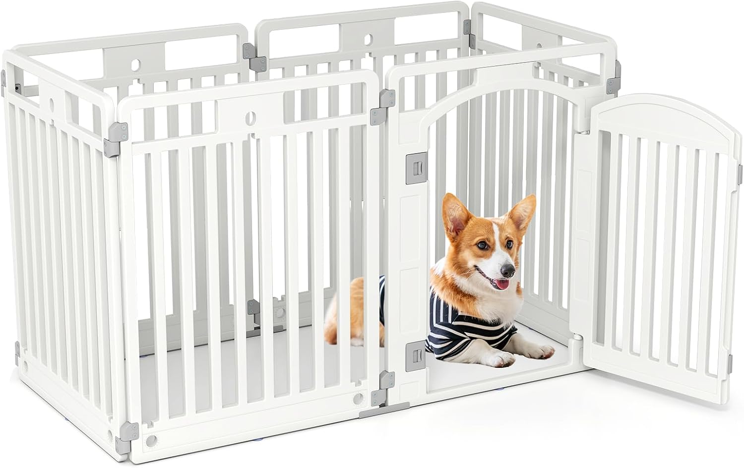 6 Panel Dog Playpen, 32'' Tall Plastic Pet Fence with Lockable Door, Indoor Outdoor Portable Dog Exercise Pen for