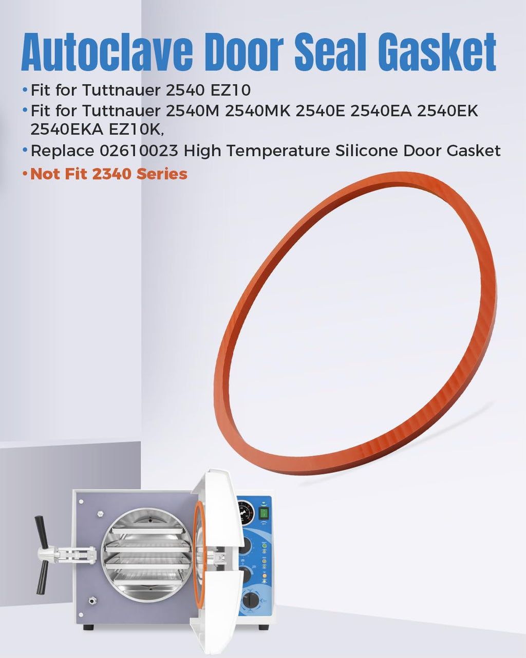 Door Seal Gasket Fit for Tuttnauer 2540 EZ10 Replace 02610023