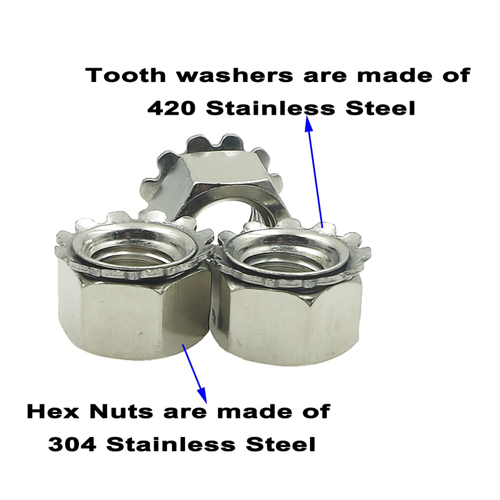 MCMASKE 163PCS Stainless Steel SAE Keps K-Lock Nuts #4-40 to 3/8"-16 Kit