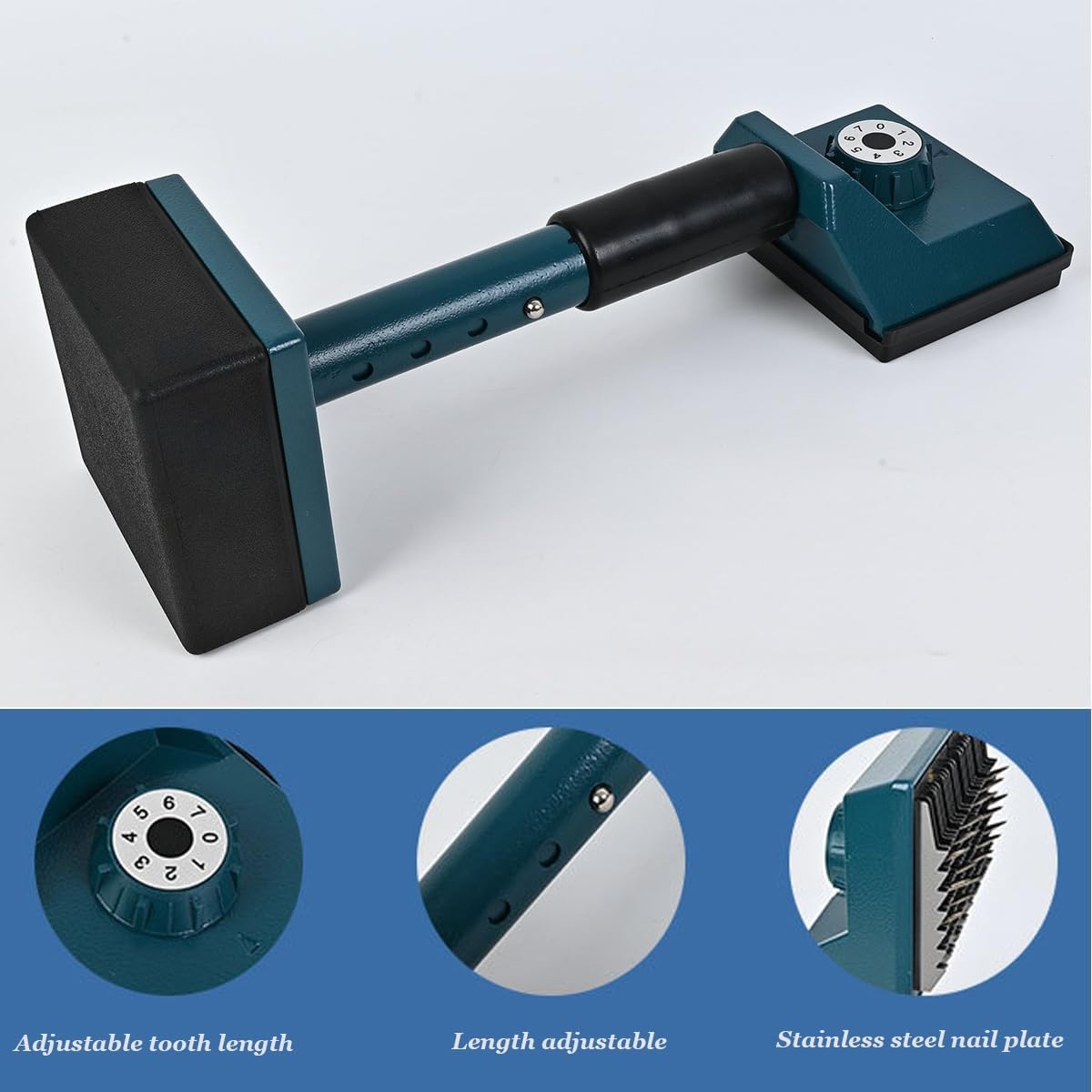 Kicker Carpet Stretcher, Carpet Fitting Tool Knee Kicker Carpet Installer Stretcher with Telescoping Handle and